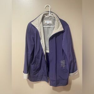 Liz Claiborne Purple Trench Coat with Cream Accents